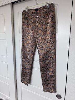 ERIC Metallic gold Snakeskin Pants sz 10